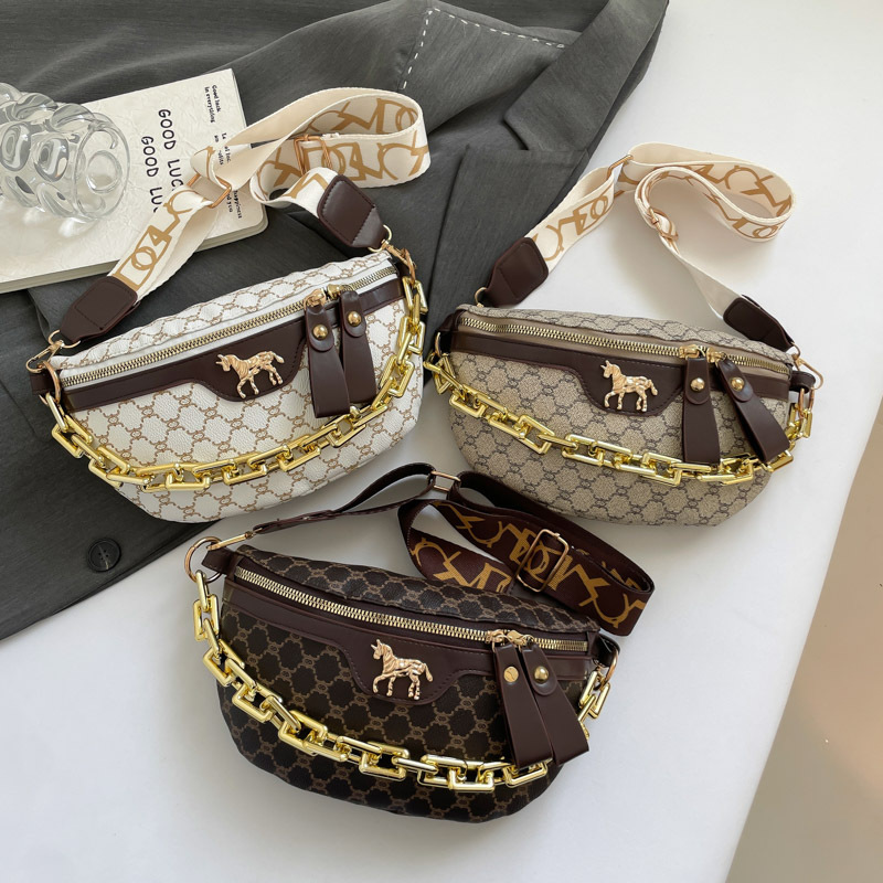 2025 otoño nuevo bolso de impresión de mujer bolso de pecho retro europeo y americano bolso de hombro de mujer bolso de cintura casual de moda bolso de mochila