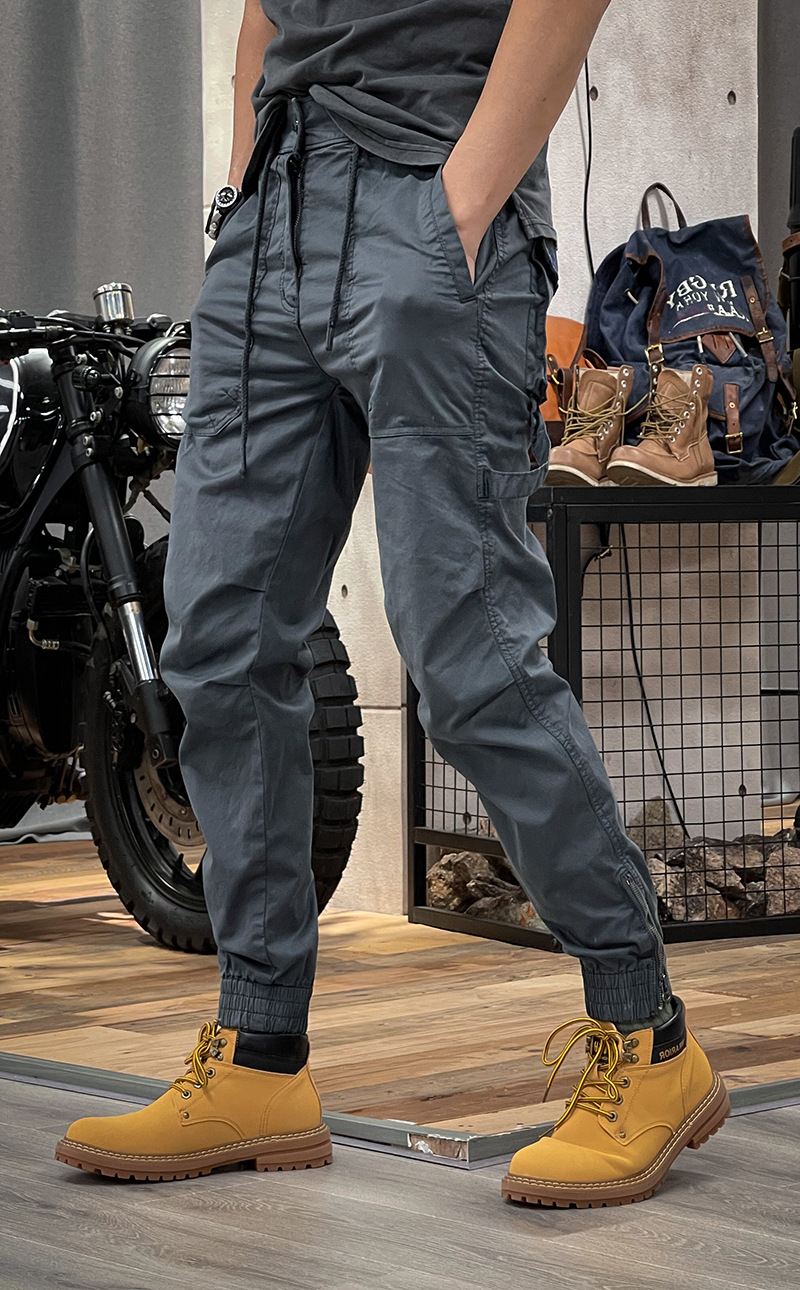 Pantalon cargo homme taille élastique style workwear rétro_voghion.com
