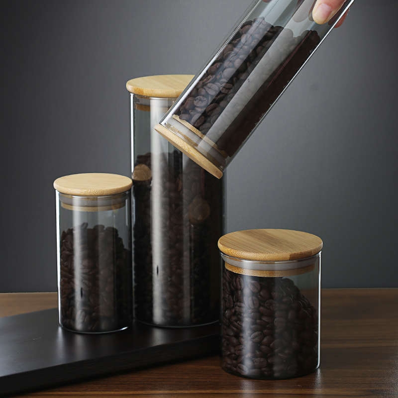 Botellas de vidrio negro transparente grandes y pequeñas para almacenar té, granos, especias y muestras de alimentos, frascos de almacenamiento sellados.