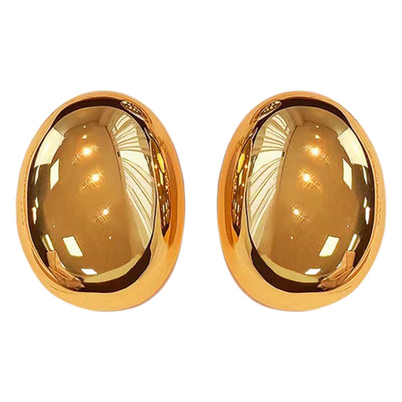 Europa y América oro oval bola grandes pendientes hembra nicho diseño de alto grado frío estilo exagerado metal hebilla oreja