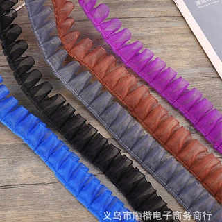 现货2cm韩纱DIY收纳盒花篮服饰相册装饰玩具荷叶褶皱打折花边60米