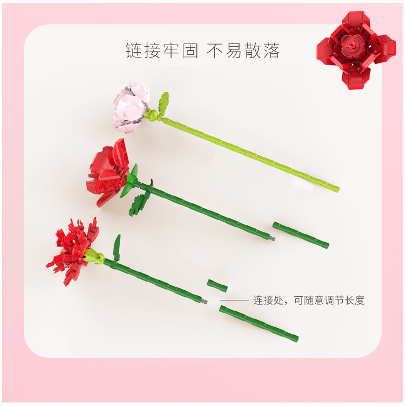 Bloques de construcción Jiaqi compatibles con bloques de construcción Lego bloques de construcción flor ramo flor bonsai Rosa adornos ensamblados regalo de Navidad