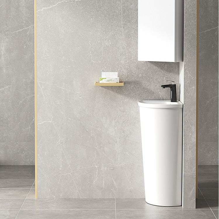 Basínea de estilo nórdico, lavabo cerámico integral, lavabo de lavabo cuadrado, lavabo de lavabo, lavabo de piso