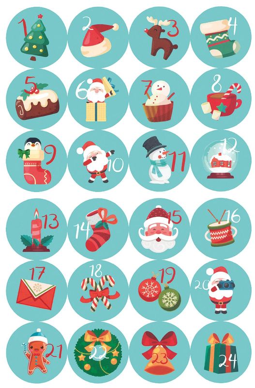 24枚の円形のステッカーのクリスマスのステッカーの漫画シリーズのデジタルのステッカーの便利なシールのステッカー|undefined