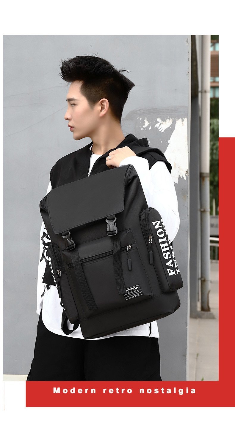 Large-capacity schoolbags, trendy men's street style, high school and college students' backpacks, men's Korean-style men's casual travel backpacks undefined