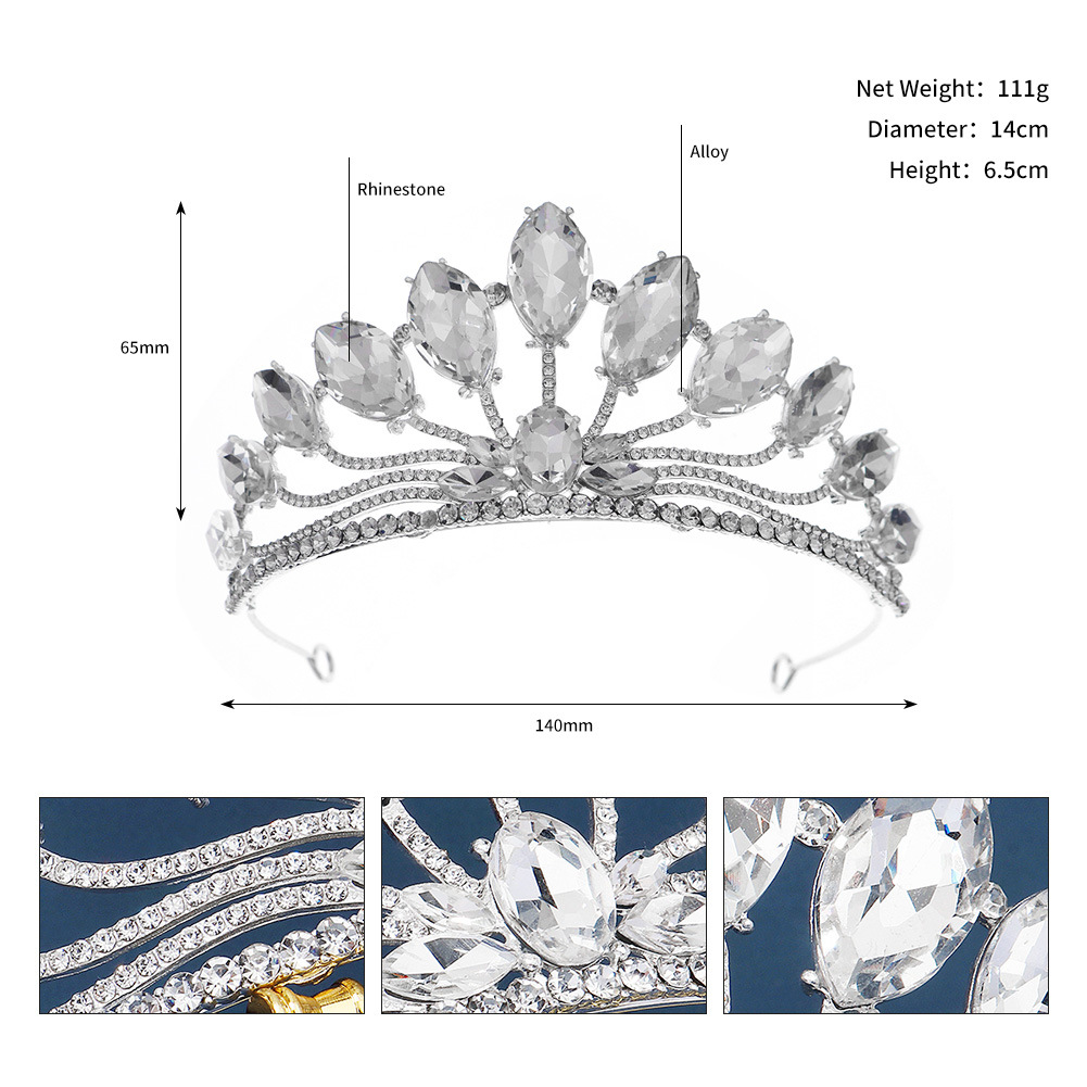 European And American Exaggerated Oversized Rhinestone Crown Car Show Model Prom Wedding Princess Tiara Luxury Crystal Bridal Crown