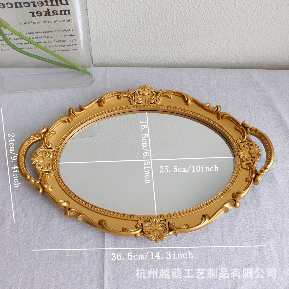 Bandeja de espejo de vidrio retro estilo europeo, estilo "ins", decoración para sala de estar, para aromaterapia, exhibición de joyería, bandeja de almacenamiento.