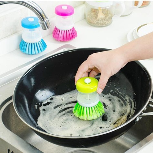 Huisi kitchen dishwashing brush, dishwashing liquid, push-type automatic liquid-adding dishwashing brush, household stove cleaning pot brush