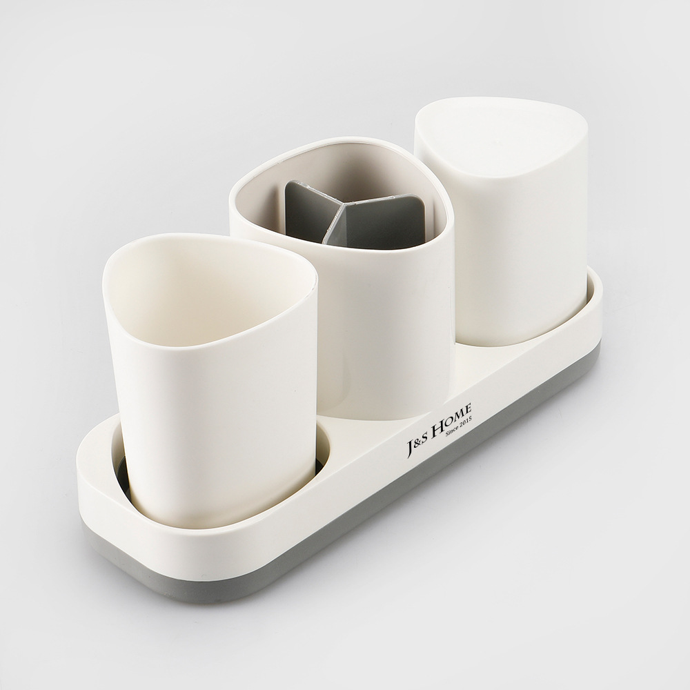 Titular de cepillo de dientes de escritorio de almacenamiento de baño creativo triángulo de plástico taza de lavado traje de perforación libre cepillo de dientes titular de almacenamiento rack