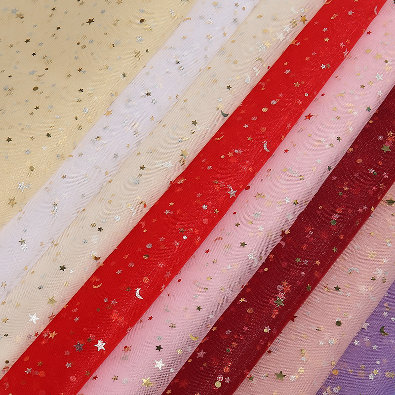 中硬星月美国网婚庆背景装饰纱布礼品伴手礼包装亮片中星星纱代裁