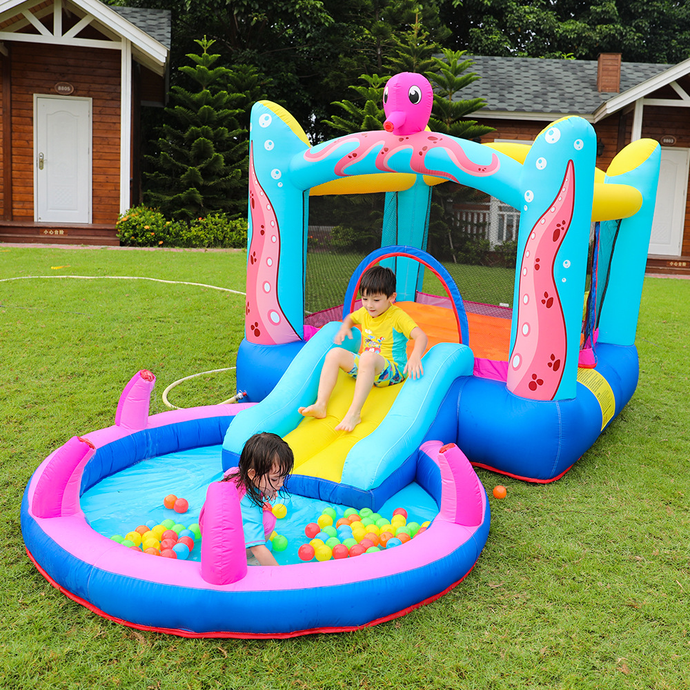 Niños castillo inflable familia interior pequeño tobogán inflable cama de salto inflable parque infantil piscina de olas