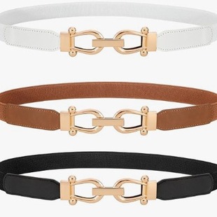 Fashionable Versatile Elastic Thin Belt Women's Alloy Buckle Waist Seal dress Decorative Accessories Waist Small Belt