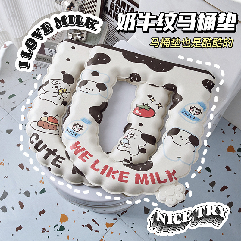 Cojín de inodoro impermeable de dibujos animados eva suave y engrosado estilo ondulado cojín de inodoro desechable pegatinas de inodoro para el hogar Four Seasons Universal