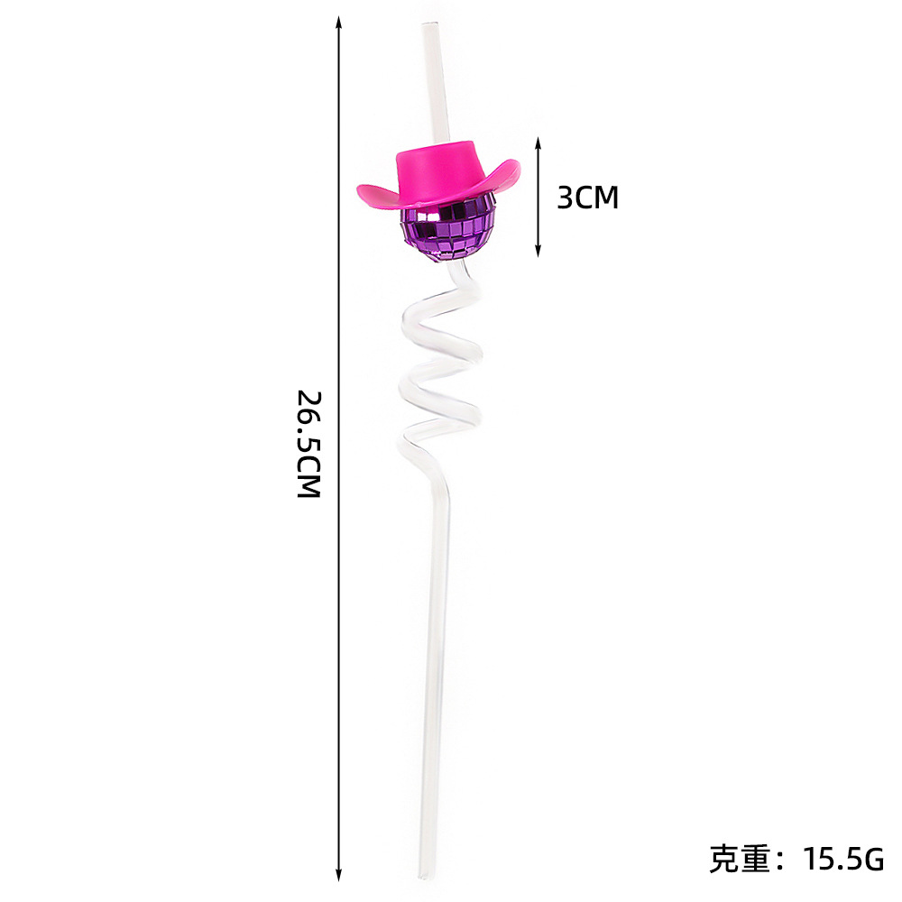 Disco bola vaquero sombrero pajita transfronteriza tema de Navidad fiesta copa de vino pajita fiesta de cumpleaños suministros de decoración