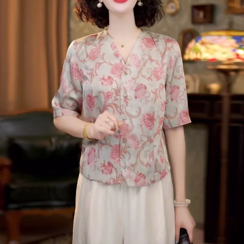 Модный повседневный новый тонкий универсальный топ в китайском стиле с v-образным вырезом, элегантный утягивающий кардиган для мам