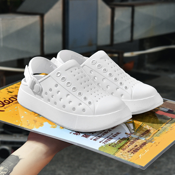 Large hole thick bottom hole shoes men's and women's hollow non-slip summer couples Baotou outer wear sandals and slippers beach shoes wholesale