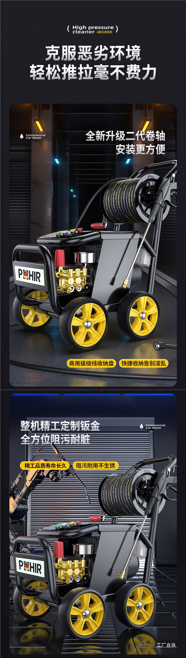 220V Commercial High-Pressure High-Power Car Wash Machine for Car Wash Shops and Farms, Water Gun, Water Pump, Car Cleaning Pump