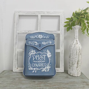 Lewei Cross-Border Retro Mailbox Courtyard Villa Outdoor Decoration Blue Metal Iron Wall-Mounted Mailbox Mailbox