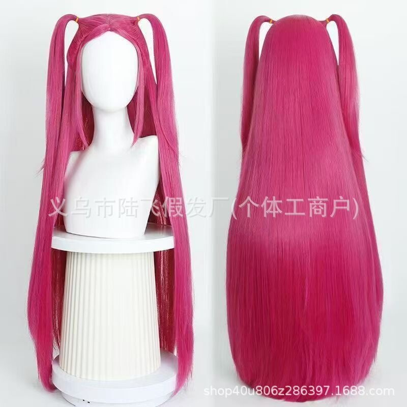 Double Ponytail Red Cosplay Wig with Realistic Scalp, High-Temperature Fiber, Styleable, Suitable for Conventions, Direct from Manufacturer