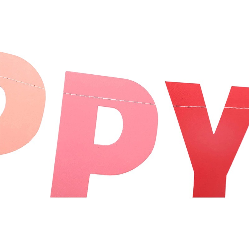 Fiesta de cumpleaños de los niños decoración carta tirar bandera costura no hay necesidad de usar cuerda cumpleaños carta tirar bandera gradiente bandera cadena bandera