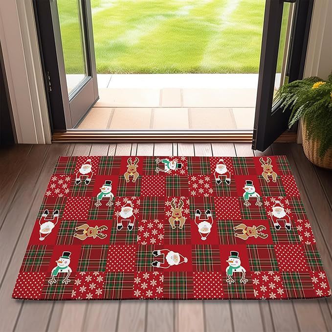 クロスボーダーアマゾン冬クリスマスツリー雪だるまフロアマットホームエントランスエントリーデコレーションドアマット浴室滑り止めフットマット|undefined