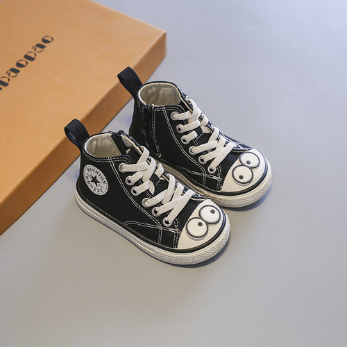  spring replica children's canvas shoes high-top boys and girls soft-soled white shoes toddler shoes dropshipping