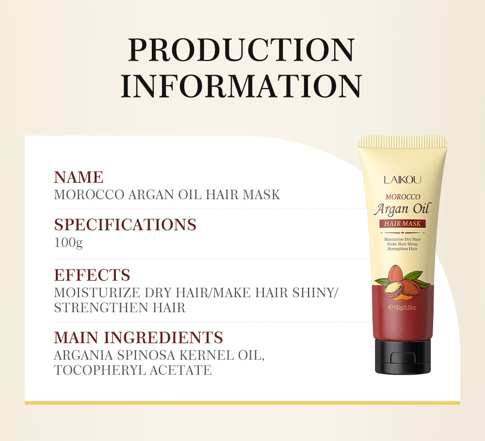 Cross-border LAIKOU Moroccan Hair Mask 100g: Smooth hair drying, Reduced split ends, smooth and lustrous hair mask undefined