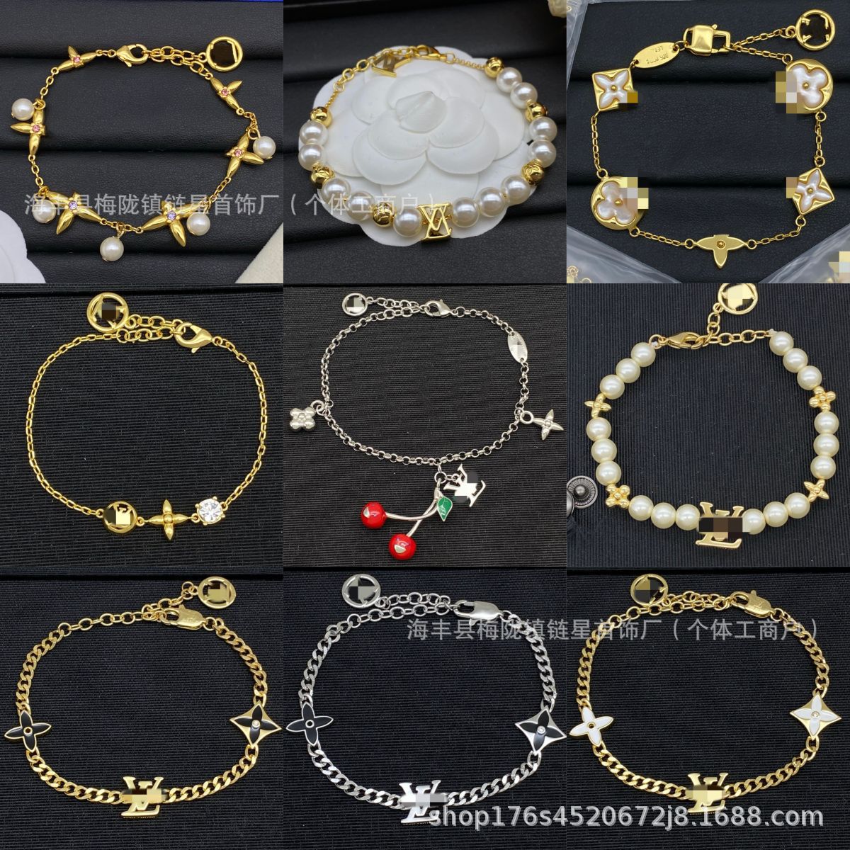 New High-End Version of the Donkey Family Five-Flower Mother-Of-Pearl Four-Leaf Clover Bracelet for Women, Versatile, Fashionable and Light Luxury Wholesale