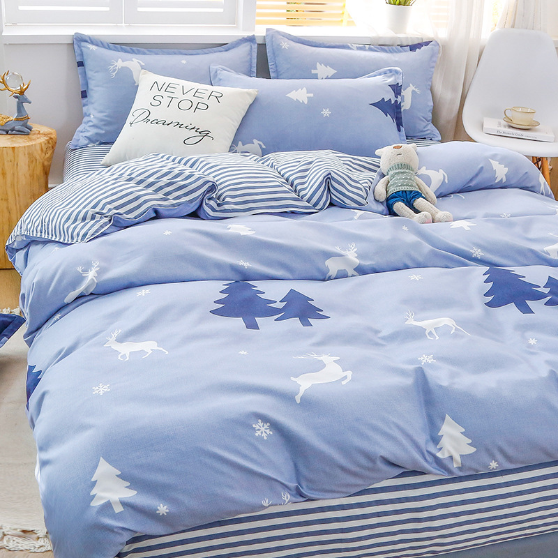 Juego de ropa de cama de algodón cepillado al por mayor para estudiantes, juego de cuatro piezas, funda de edredón de algodón con aloe vera, funda de edredón individual para dormitorio, juego de tres piezas. image 20