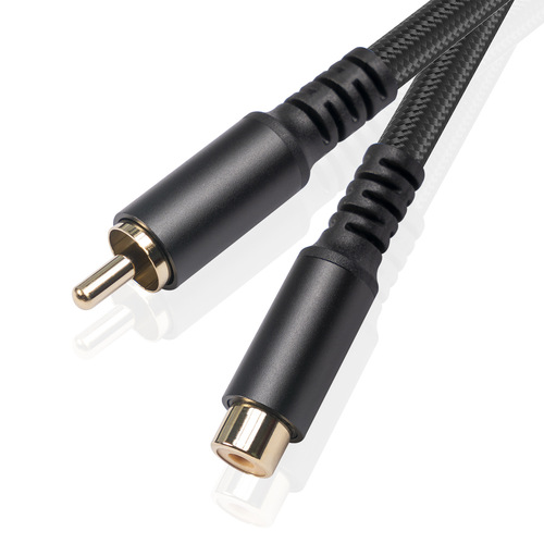 New cross-border metal shell gold-plated head double shielded cable lotus head male to female audio and video extension RCA audio cable