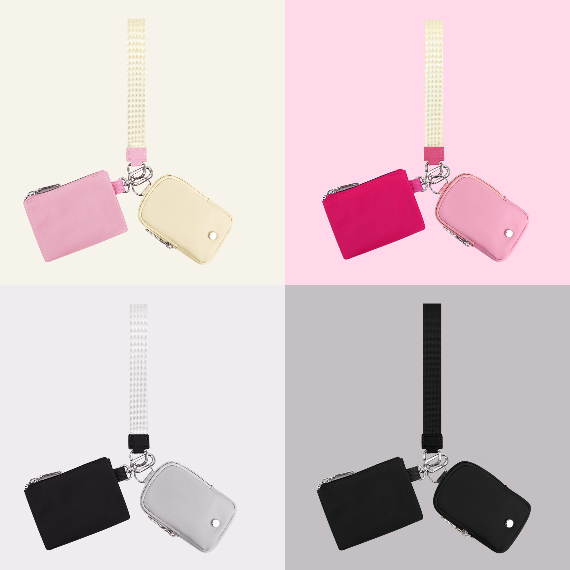 82g Weight Polyester Lining Material Zipper Closure Type Coin Purse Bags Type 1 Piece Quantity Daily Occasion Nylon Material Solid Color Pattern All Seasons Season Unisex Gender Simple Style Style Semicircle Shape Pink + White Black Black Gray Nylon Solid Color Semicircle Clutches 5