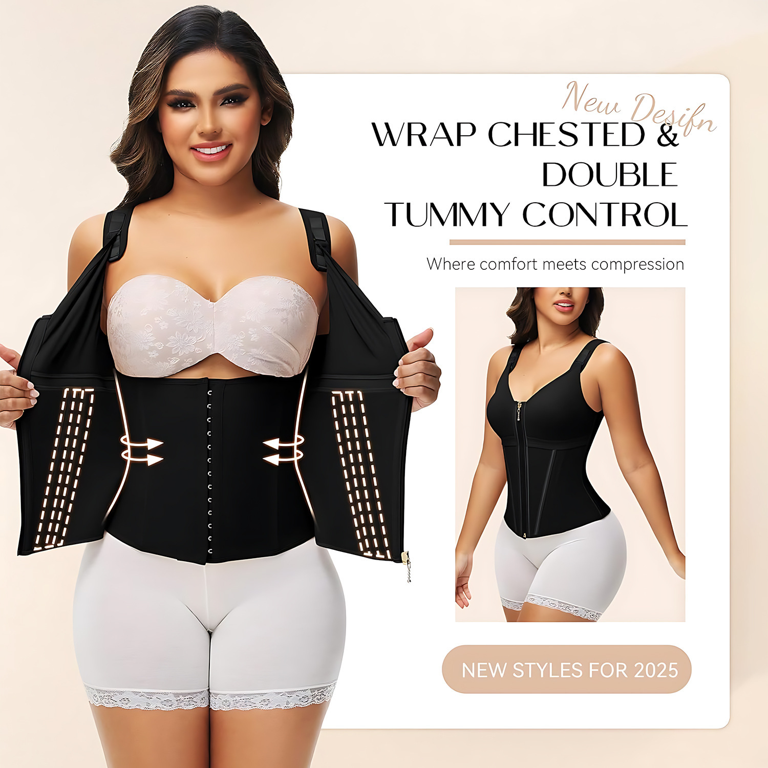 Three-row button-down shapewear vest