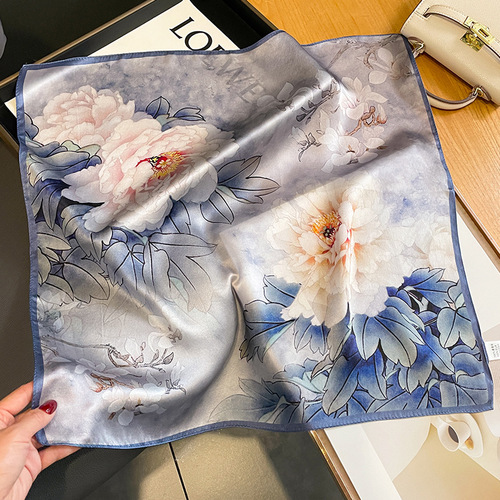  Korean Spring and Autumn New Silk Square Scarf Women's Silk Scarf Decorative Mulberry Silk Scarf Printed Gift Scarf
