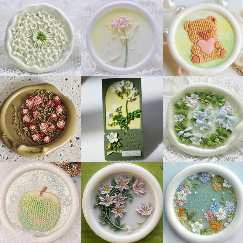 Fire Wax Seal Stamp with Pure Copper Head, Fresh Floral Series, Potato Flower, Rose, Lace, Irregular Shape, Multi-layer Embossed Sealing Stamp Fire Wax Seal Stamp with Pure Copper Head, Fresh Floral Series, Potato Flower, Rose, Lace, Irregular Shape, Multi-layer Embossed Sealing Stamp