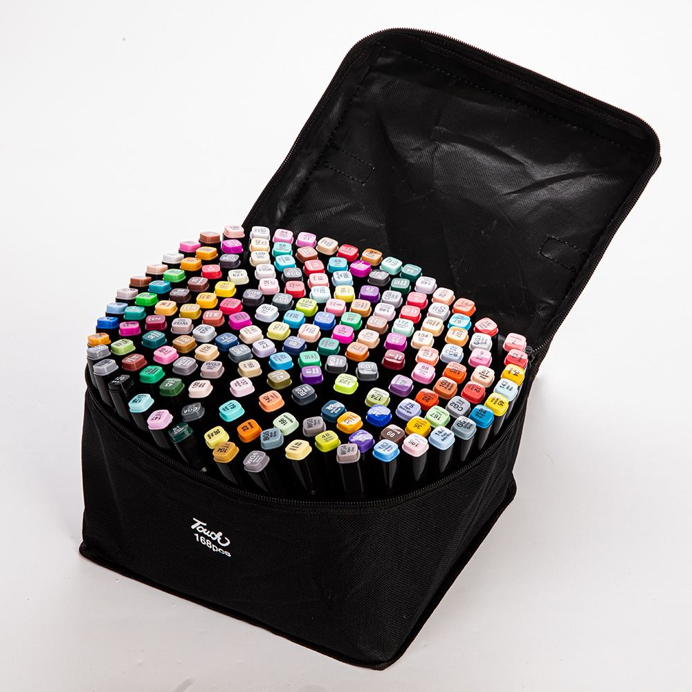 Juego de marcadores de doble punta a base de alcohol touch24 colores, 48 colores, 80 colores, 168 colores, con cuerpo negro, para estudiantes, con bolsa de lona.