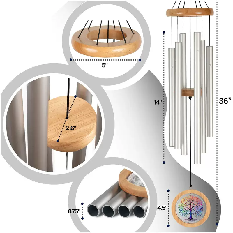 跨境热销简约风铃36寸铝管音乐风铃同情纪念金属风铃庭院挂饰礼品