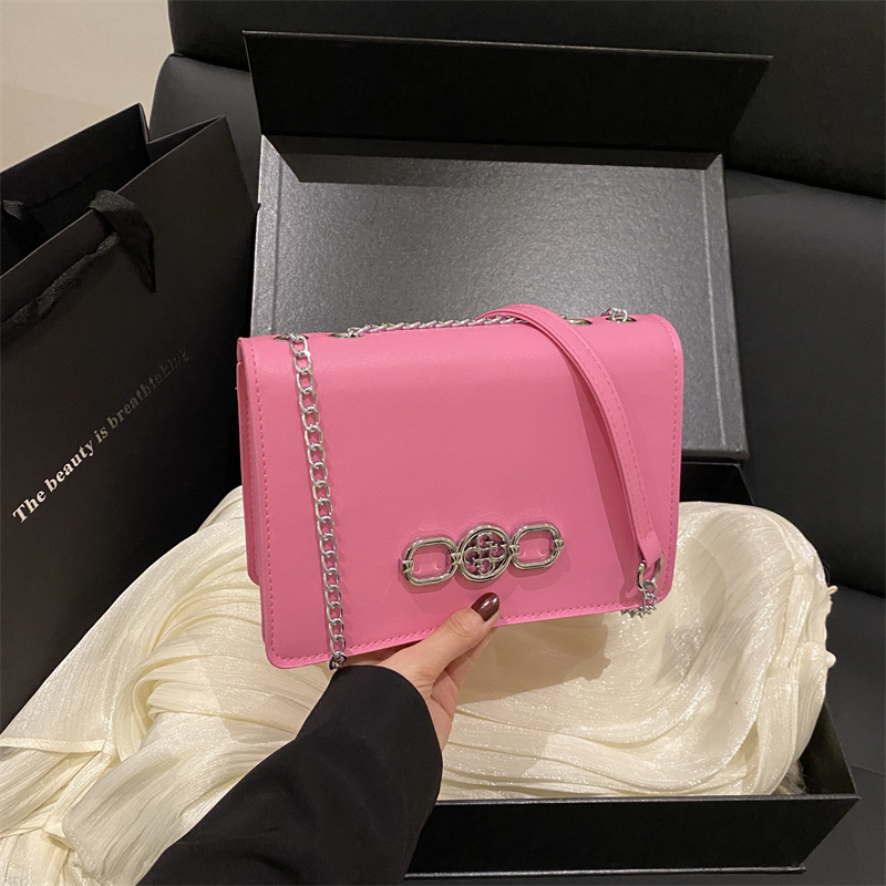 Bolso cuadrado pequeño de estilo minimal europeo y americano 2025 primavera nueva textura bolso de hombro estilo occidental cadena de moda bolso de mensajero marea