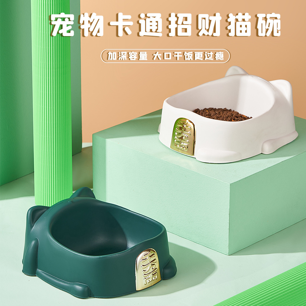 Fábrica en stock nueva mascota fortuna gato tazón de plástico resistente a la caída de alimentación de agua potable para mascotas tazón gato tazón al por mayor