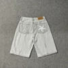 E01-denim shorts (grey)