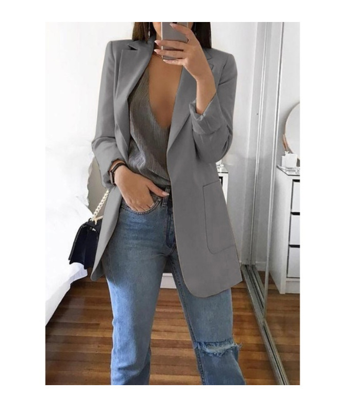 Cardigan da donna slim fit, giacca elegante con revers, capospalla elegante._voghion.com