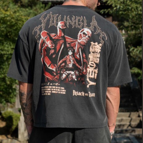 American YOUNGLA Animation Oversized T-Shirt Jogger Gym Sports Loose Cotton Casual Short Sleeve