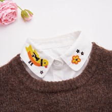 新款米珠精美纯手工缝制小鸟刺绣钉珠小尖领假领子女跨境厂家批发