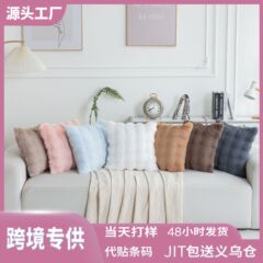 兔毛泡泡绒抱枕秋冬毛绒纯色客厅沙发靠垫客厅卧室样板房靠枕套