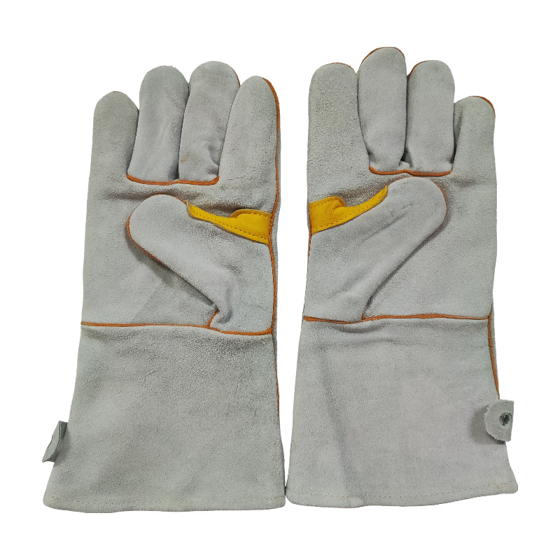 双层电焊加绒牛皮手套35cm耐磨隔热