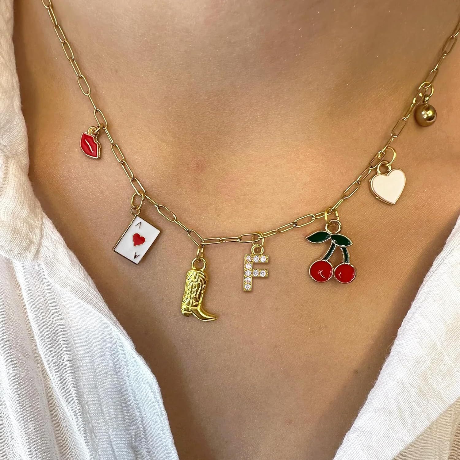 304 Stainless Steel Chain Material 1 Piece Quantity Casual Sweet IG Style Fruit Heart Shape Boots Rhinestones 304 Stainless Steel Metal Wholesale Pendant Necklace