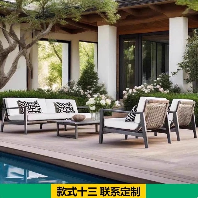Sofá de aluminio al aire libre Villa paisaje diseñador de muebles asientos al aire libre balcón hotel ventas image 18