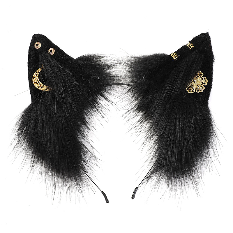 Lolita gótico vampiro rojo Lobo oreja venda cos apoyos oscuro pelo banda tocado horquilla negro oscuro