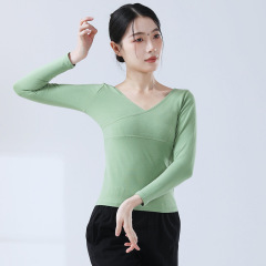 大人のダンス服現代の体の大きいvネックの長袖の上着の芸考の誕生日はいつも練習します。