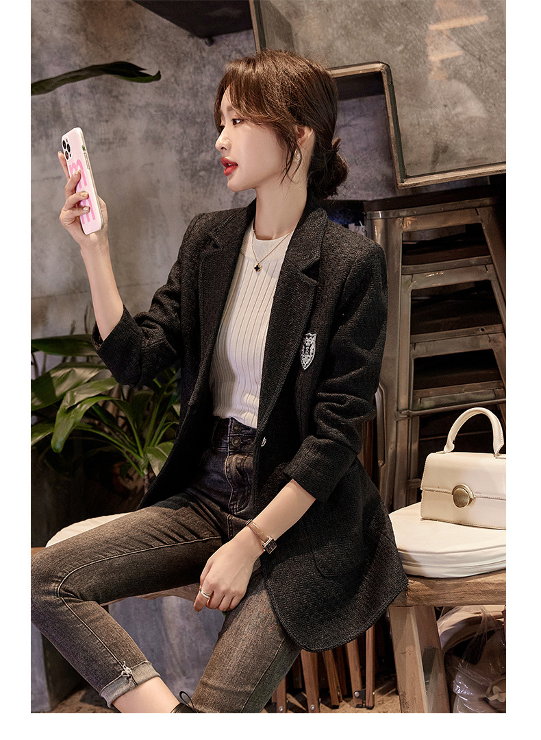 Trendy Plaid Blazer 2022 New Slim Fit Fashionable Little Style Elegant Goddess Casual Versatile Jacket_ecoleips.com