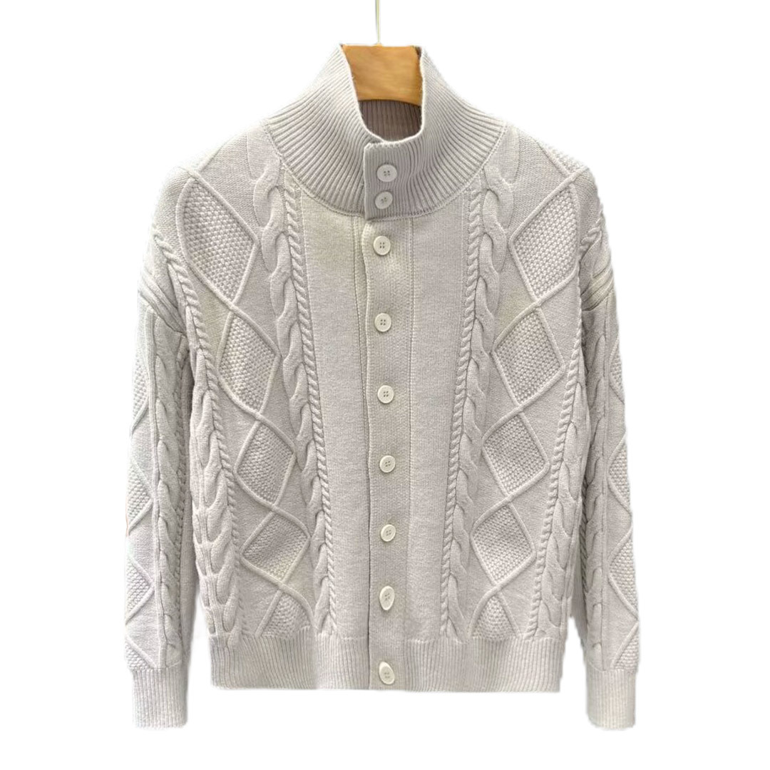 Explosiones transfronterizas de tamaño grande europeo jersey de punto suéter de hombre chaqueta de fijación de ganado chaqueta de invierno fábrica de suéter al por mayor